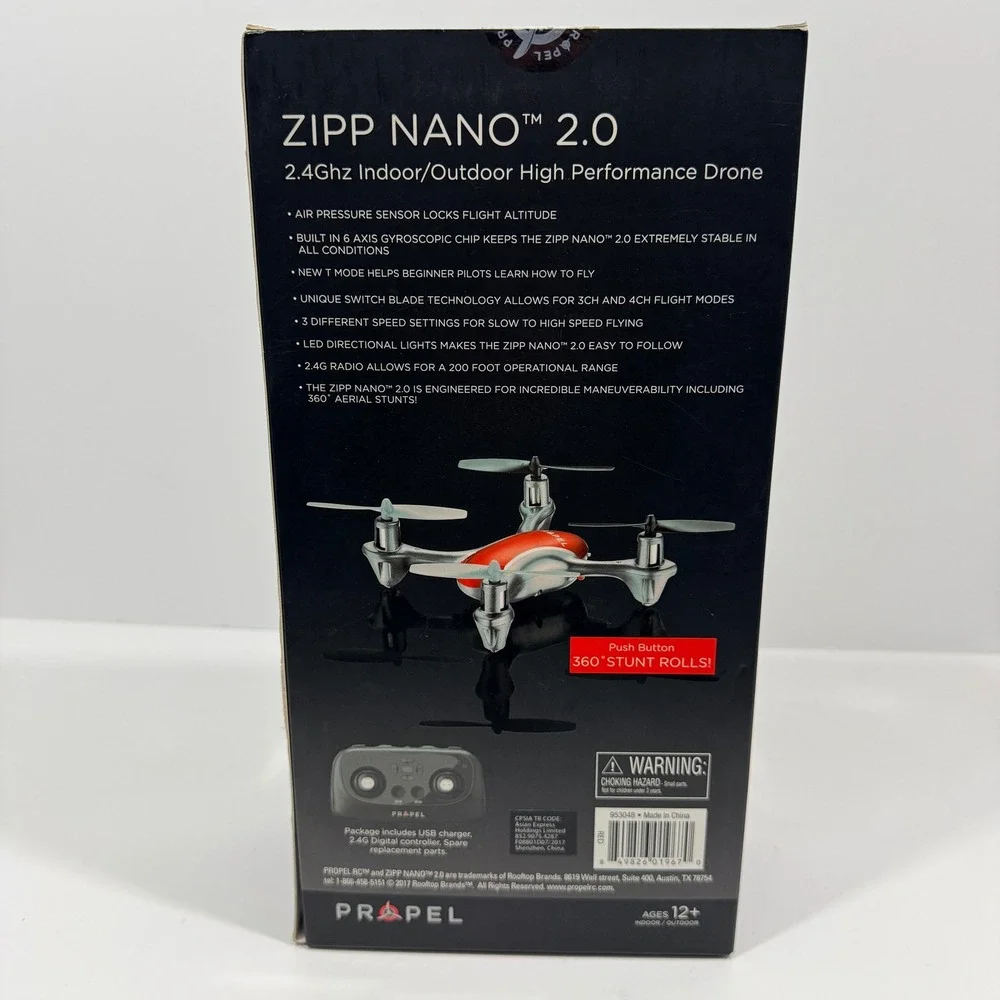 Propel Zipp Nano 2.0 Drone Unisex OS Red New 2.4Ghz High Performance Stunt Quad